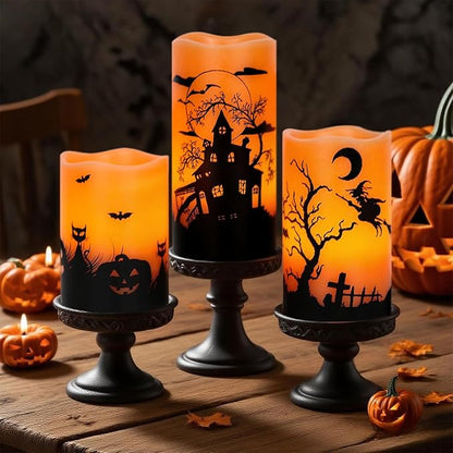 Rechargable Flickering Flameless Candles with Charging Base - Set of 3
