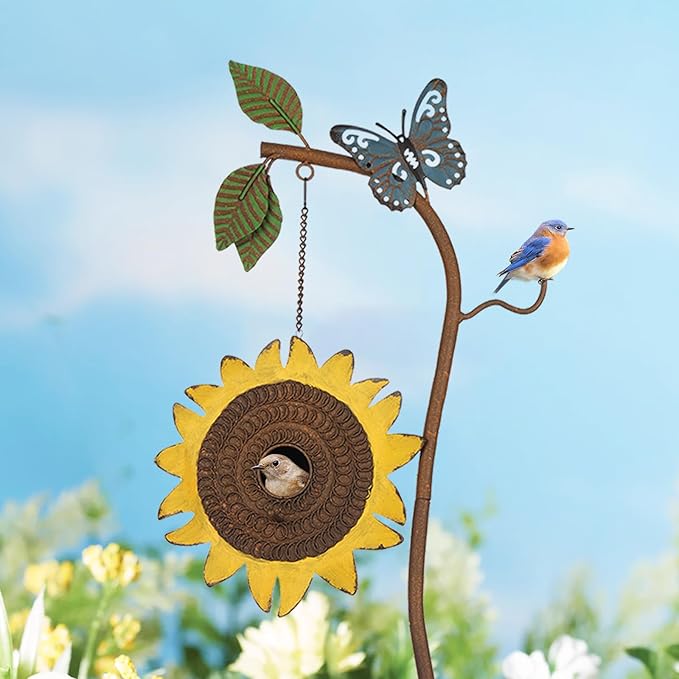 BAYN 57” Metal Wild Bird Feeder -Sunflower Birdhouse Stake