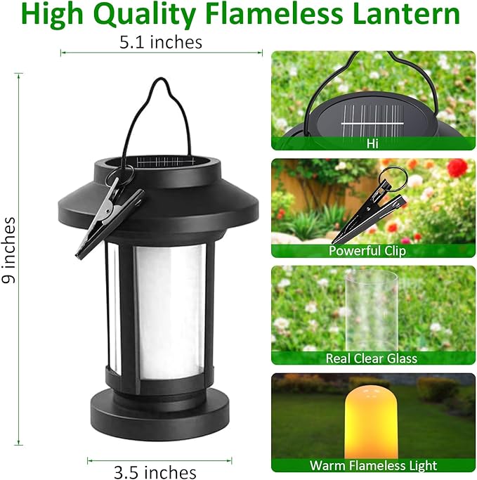 4 Pack Flickering Flameless Solar Lanterns