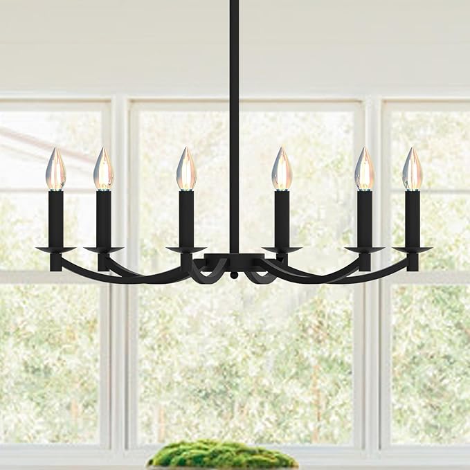 Modern Candelabra Style Round Chandelier - Black