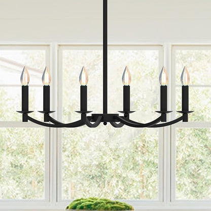 Modern Candelabra Style Round Chandelier - Black