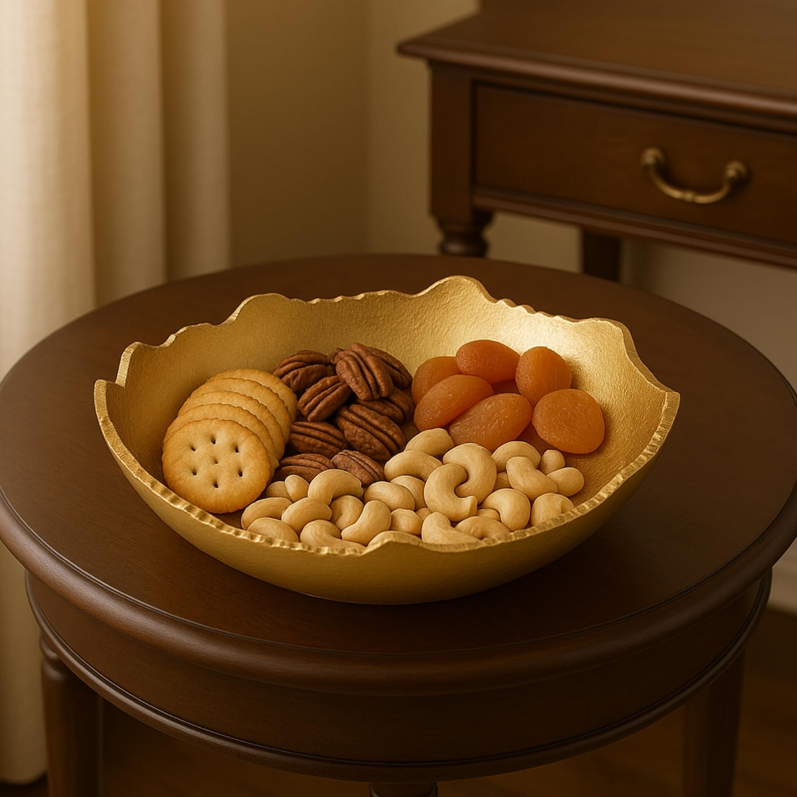 Decorative Hammered Asymmetrical Bowl - Gold