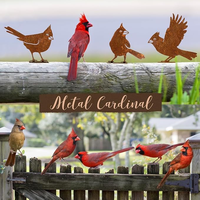 5 Piece Metal Birds Yard Decor