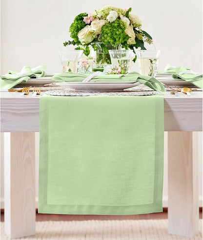 100% Pure Linen Table Runner - 14 x 120 Inch, Lettuce Green