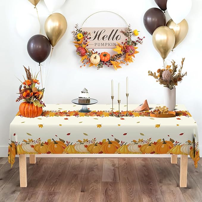 4-Pack Plastic Tablecloths - Fall Pumpkins