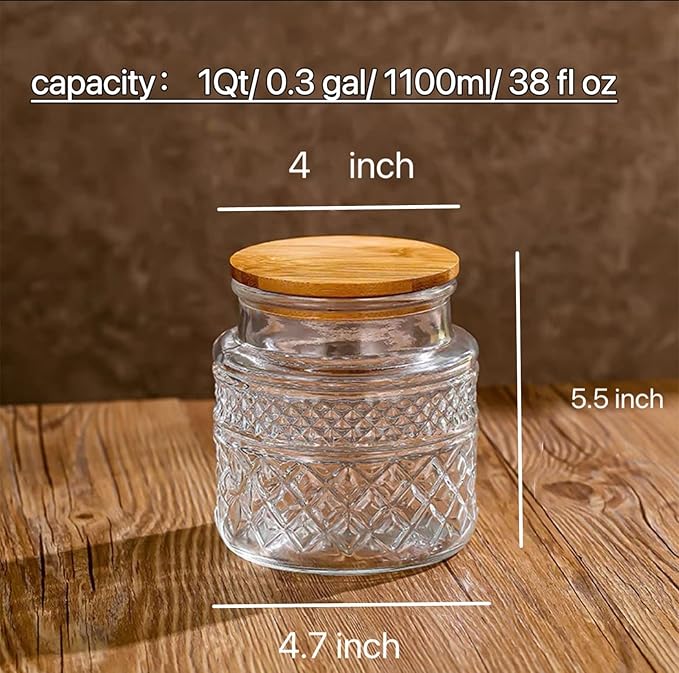 Glass Storage Jar with Bamboo Lid - 38oz