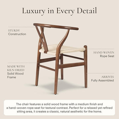 POLY &amp; BARK Mid Century Modern Wishbone Dining Chairs in Walnut - Set of 2
