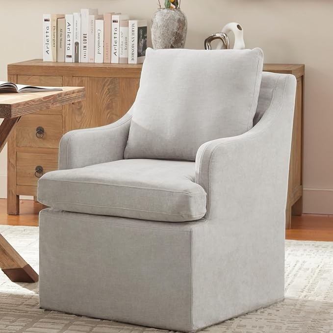 Light Gray Linen Upholstered Dining Chairs - Set of 2