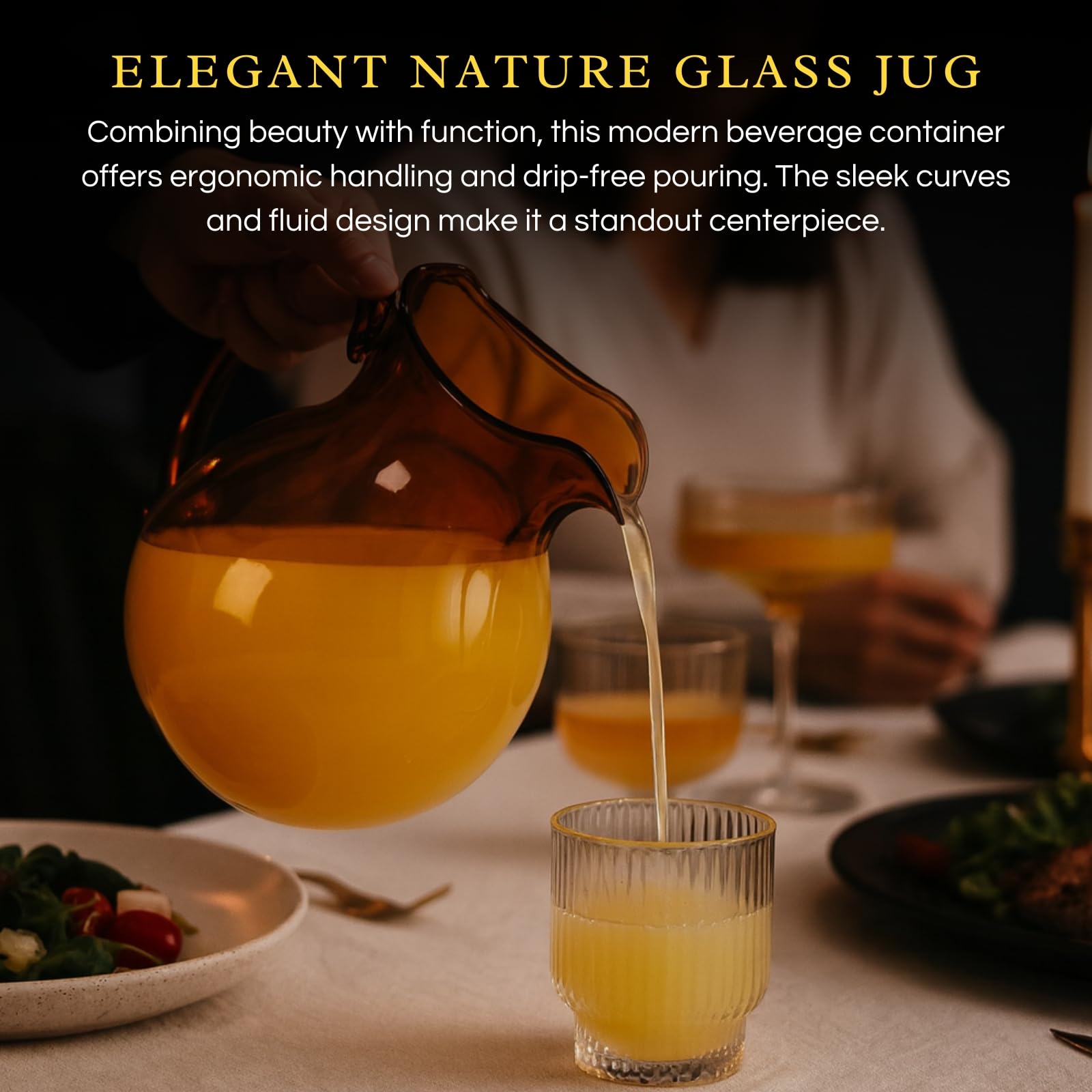 Handmade Artisan Venetian Pitcher 750ml - Amber