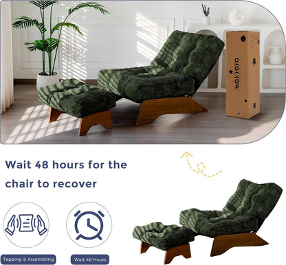 Adjustable Accent Chair With Ottoman in Green
