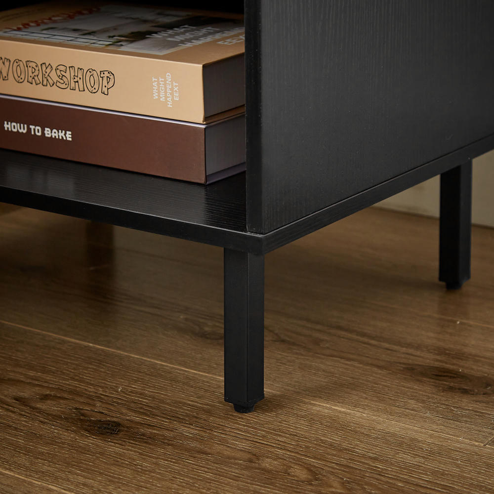 Set of 2 Mid Century Modern Nightstands - Black + Brown