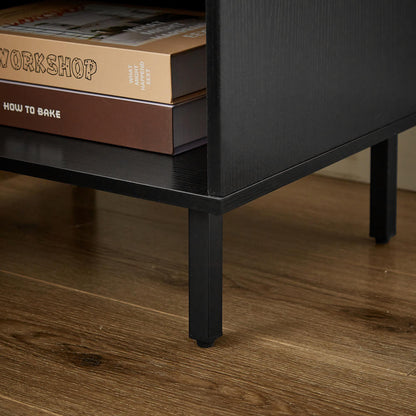 Set of 2 Mid Century Modern Nightstands - Black + Brown