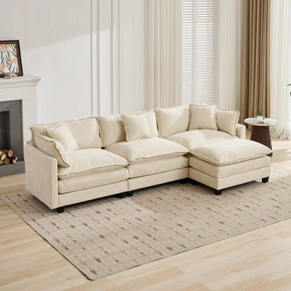 Cloud 3 Seat Sofa in Beige Chenille