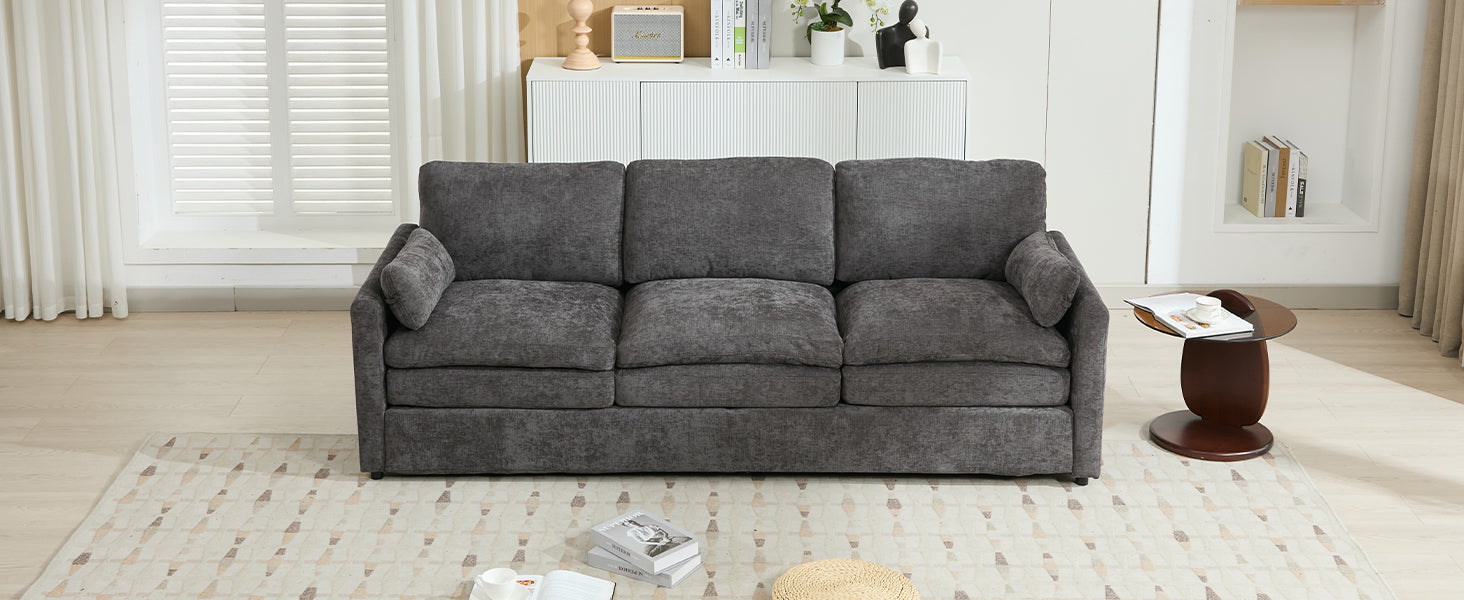 Cozy Upholstered Oversized 3-Seater Cloud Sofa in Dark Gray
