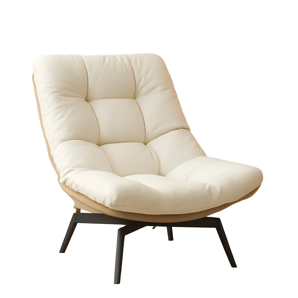 Swivel Accent Chair With Oversized Cushioning in Beige