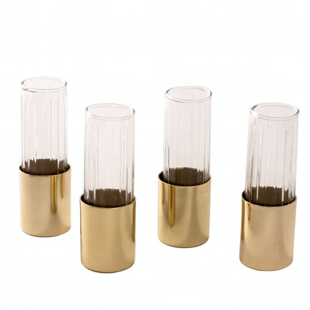 Fluted Glass Bud Vases - Set of 4