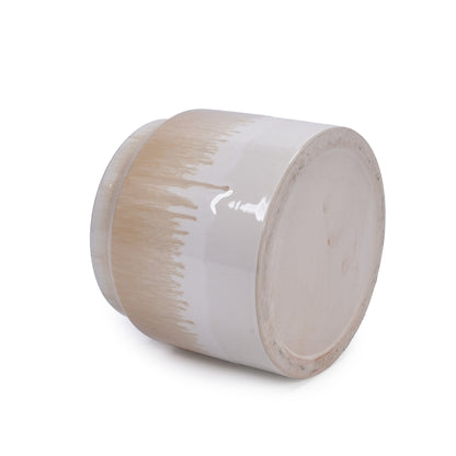Set of 2 Gradient Ceramic Flowerpots - White/Brown