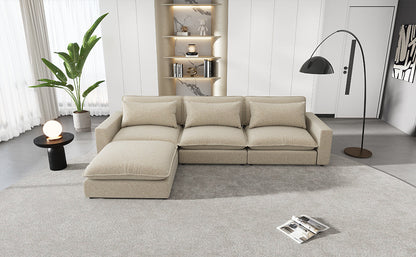 Chenille Upholstered Cloud Sofa Modular Sectional - Beige