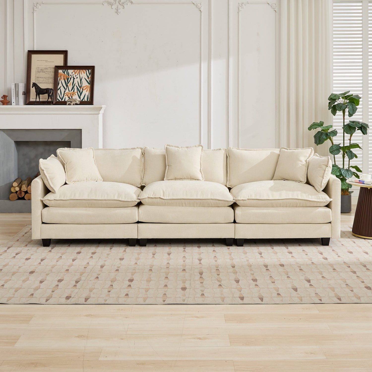 Cloud 3 Seat Sofa in Beige Chenille