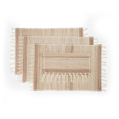 Set of 4 Handwoven Banana Fiber Placemats - 4 Styles