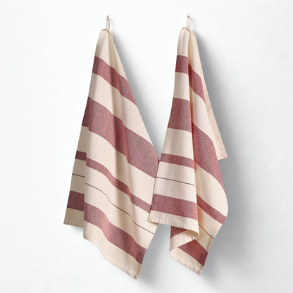 Set of 2 Handwoven Artisan Striped Kitchen Towels - 4 Colors