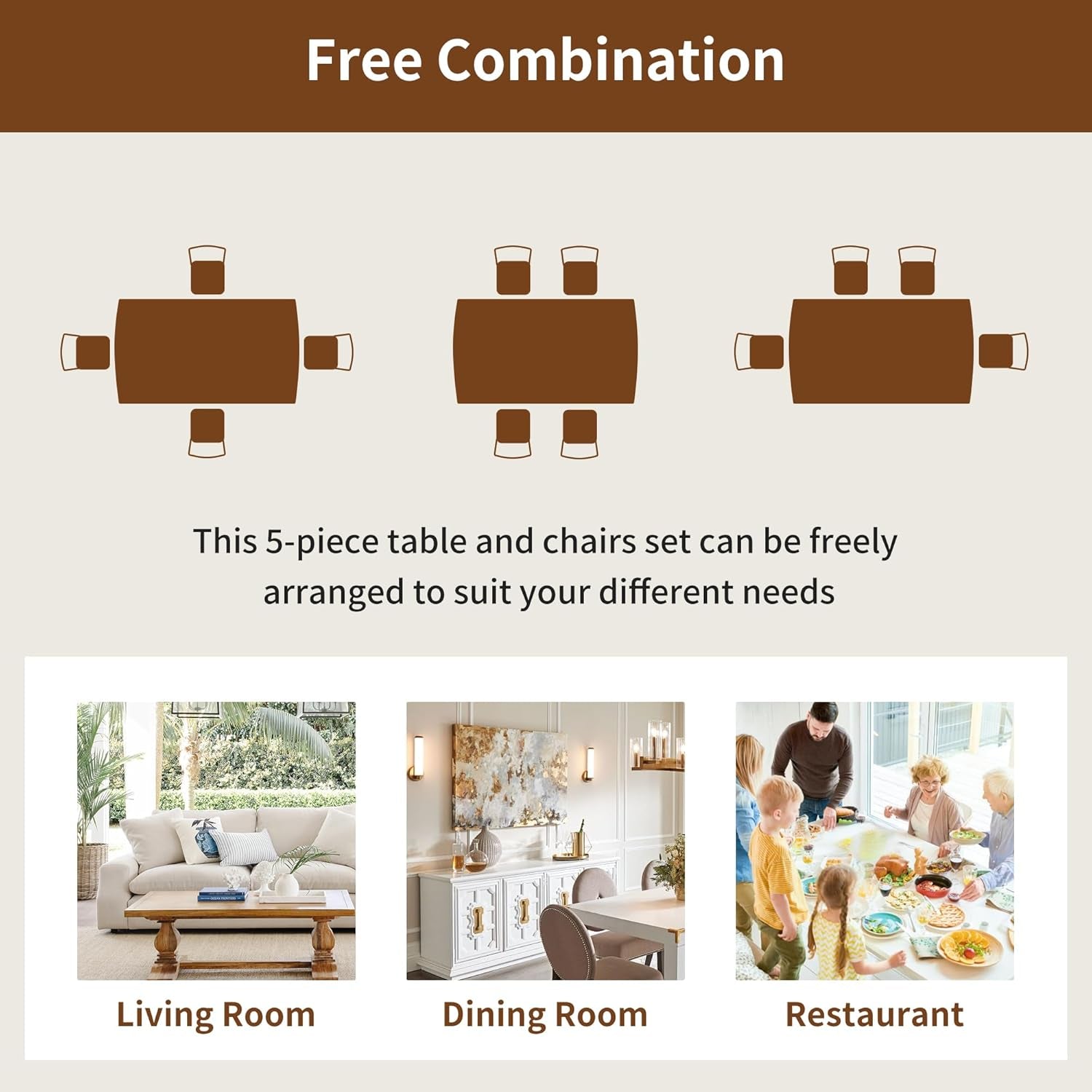 Solid Wood Dining Set For Small Spaces  - 5 Pc Set