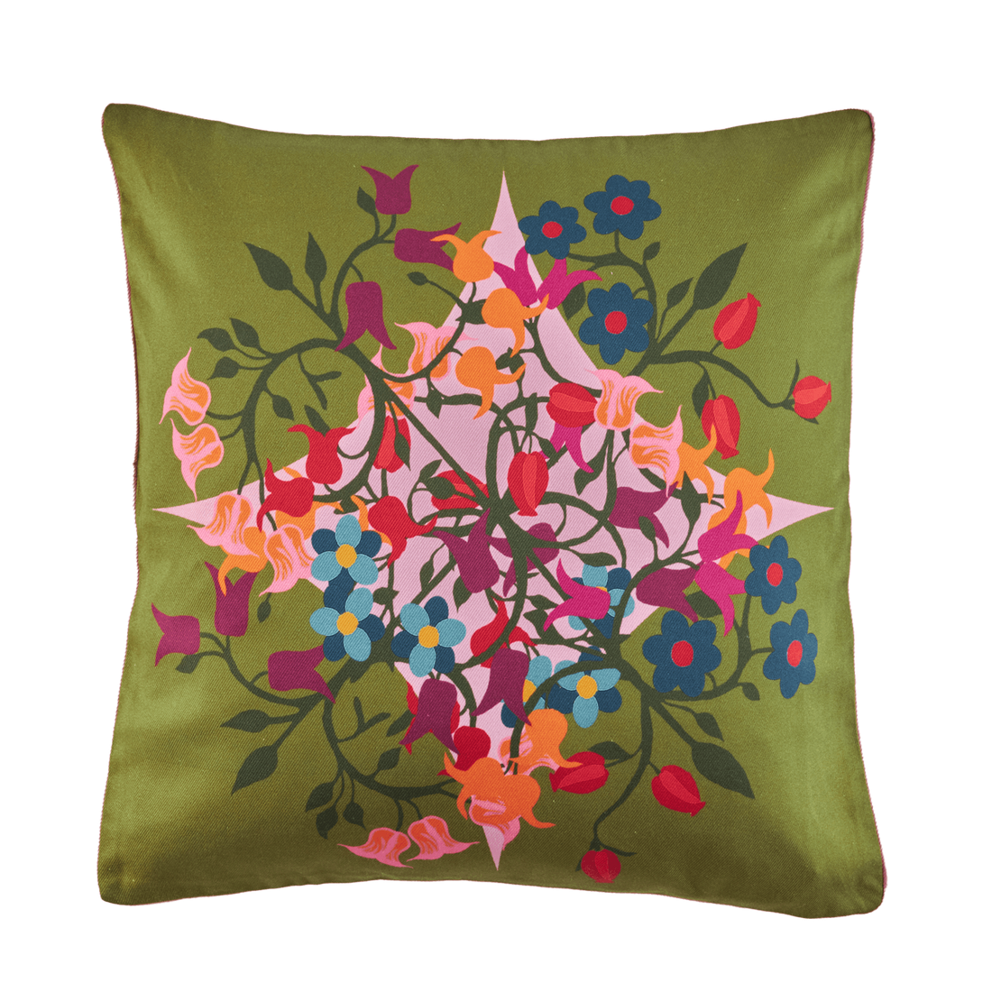 Square Pillow Cover Blumen Green