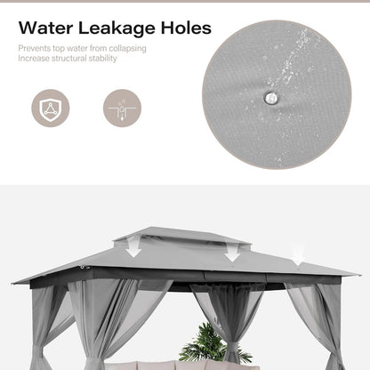 10 x 13 ft Outdoor Gazebo With Mosquito Netting - Gray
