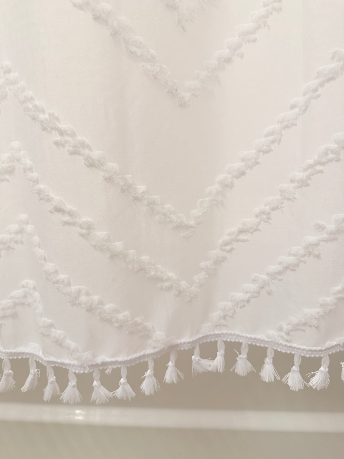 White Tufted Chevron Shower Curtain