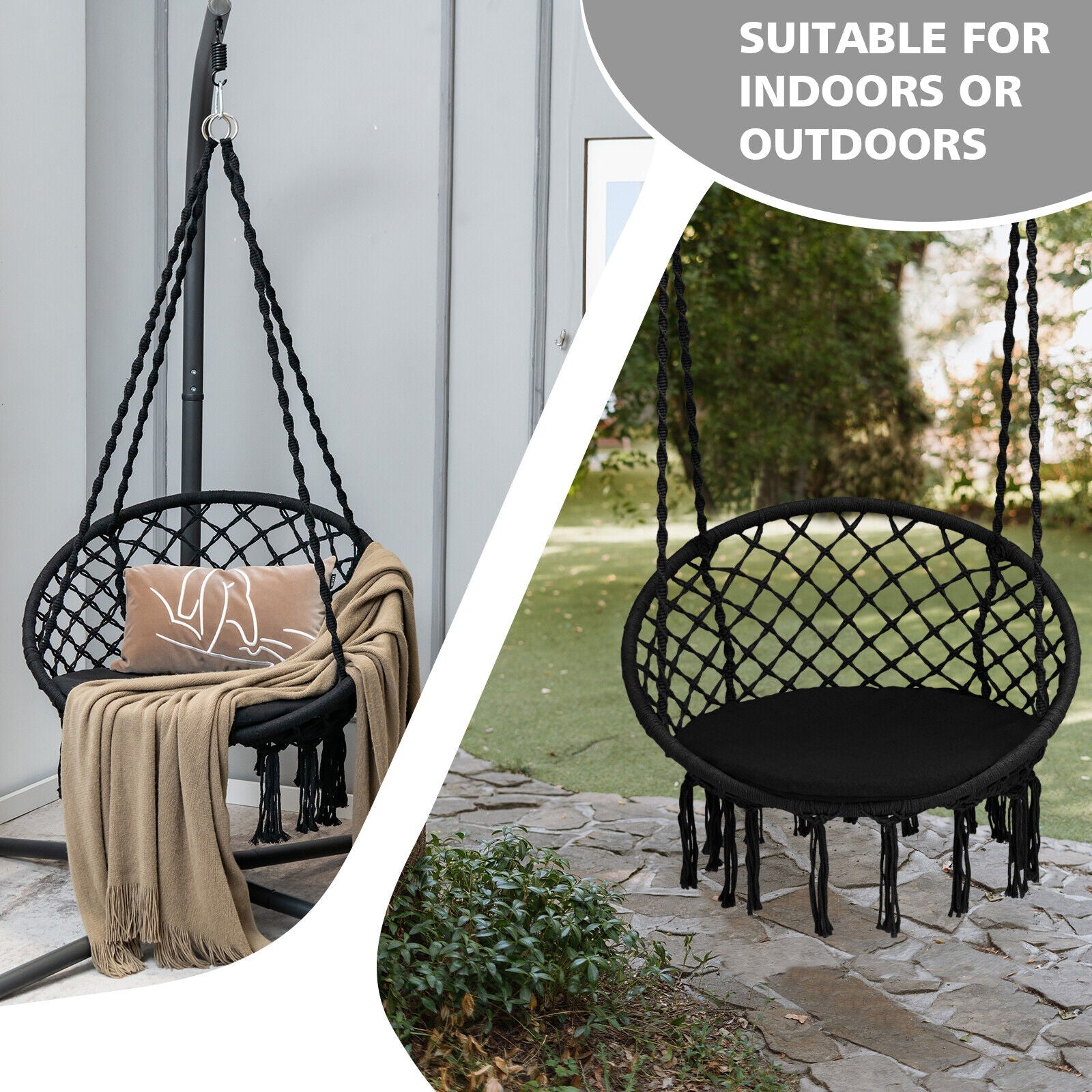 Cushioned Hammock Chair with Hanging Kit