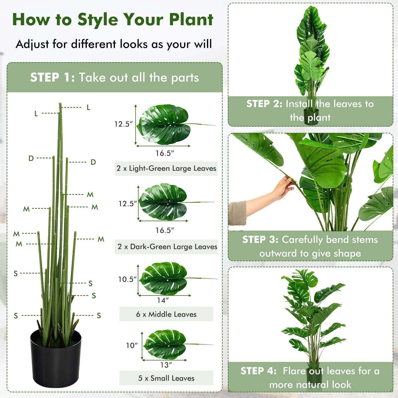 5 Ft Faux Monstera Deliciosa Plant - Indoor/Outdoor