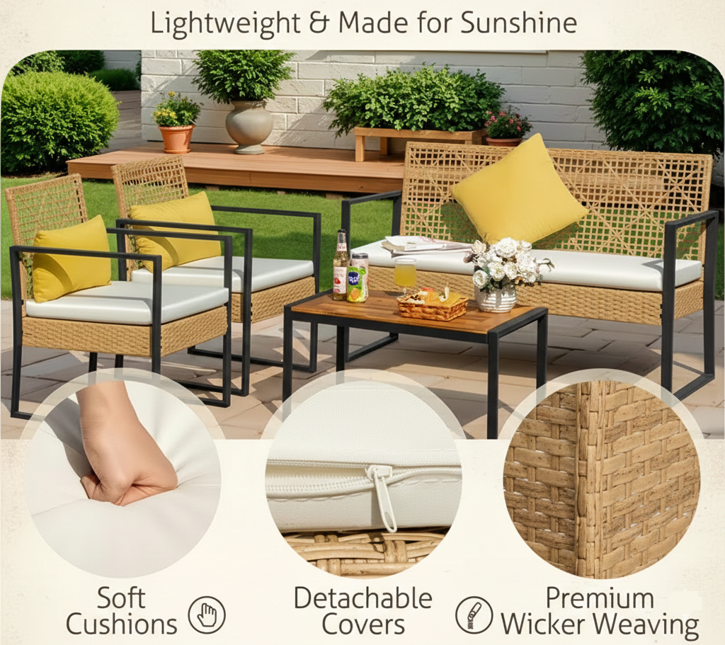 4 Pc Outdoor Patio Furniture Sets