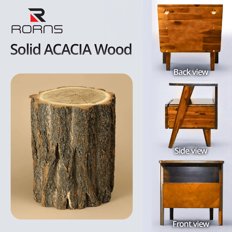 Rorns Rum Nightstand with Drawer - 2 Colors