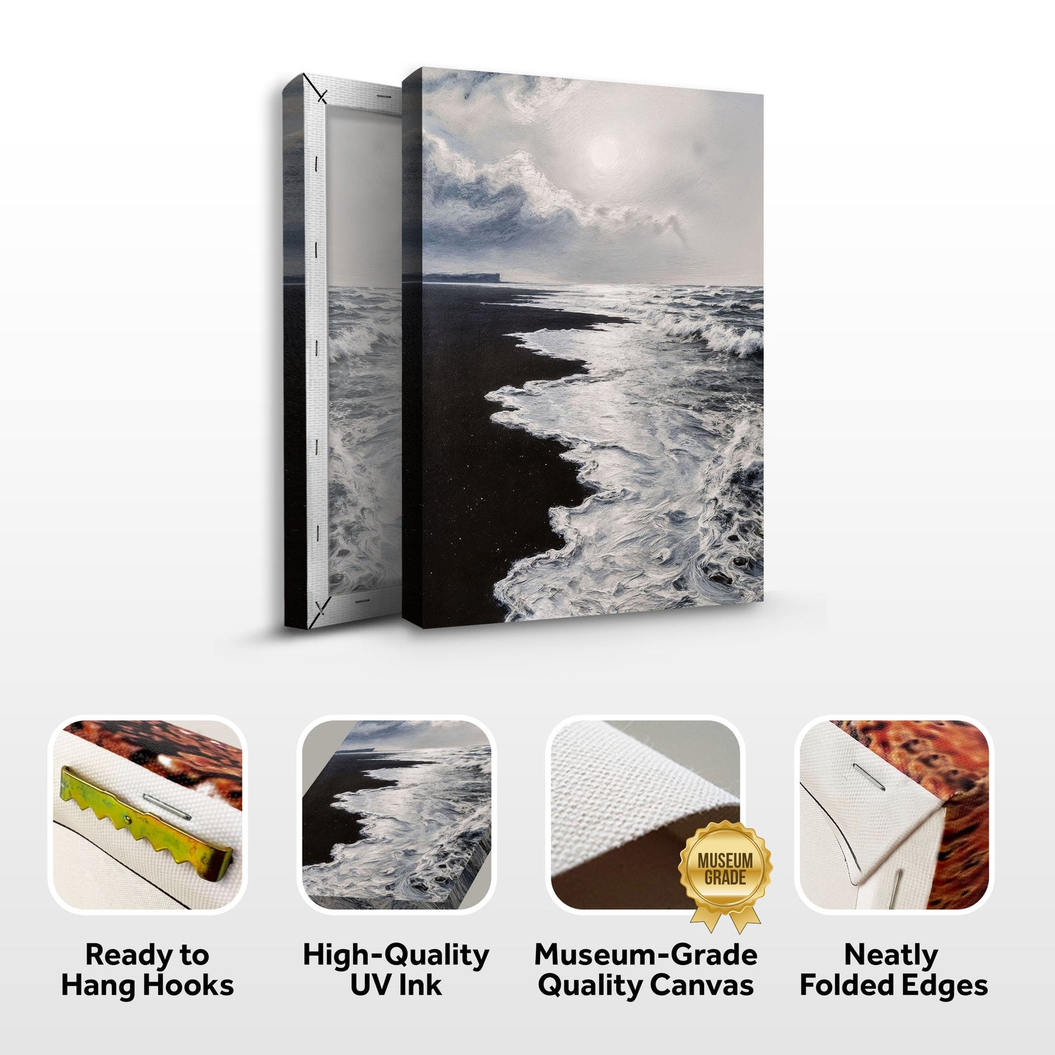 Black &amp; White Waves Abstract  Wall Art