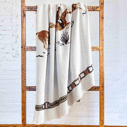 Equestrian Full Gallop - Cotton Sustainable Knit Traditional Throw Blanket