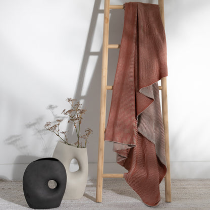 Ribbed Organic Cotton Knit Throw Blanket