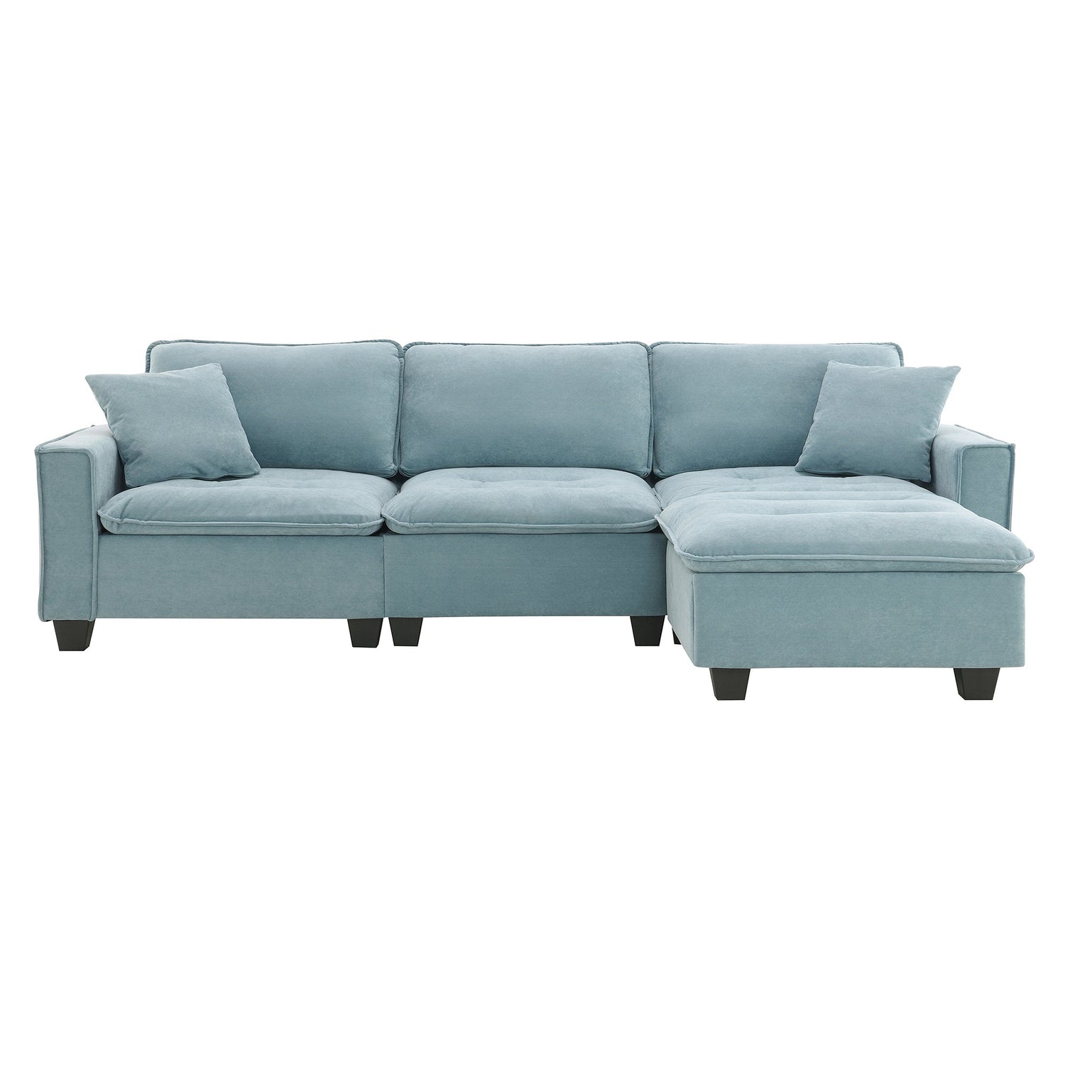 Modern Reversible Sofa Sectional in Sky Blue