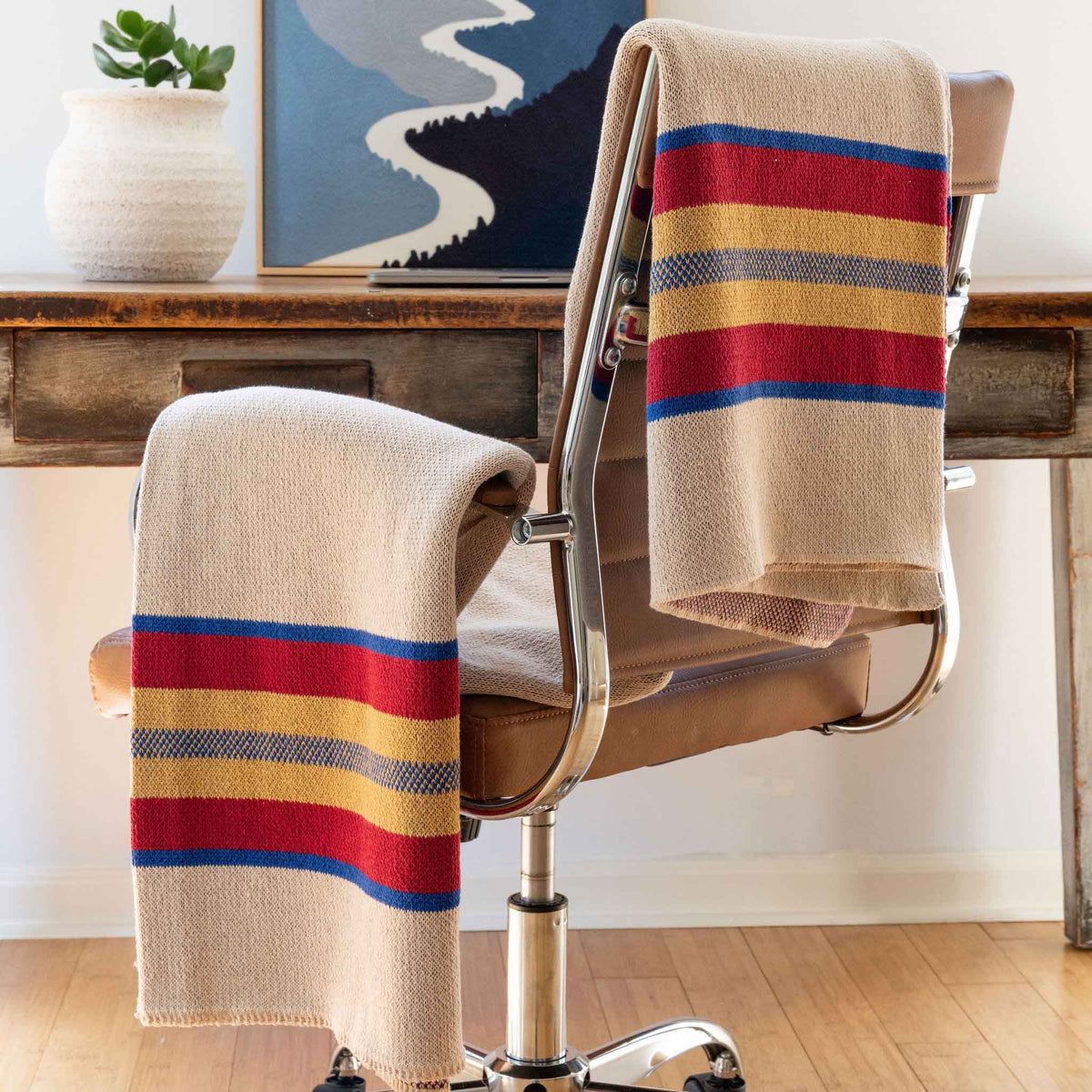 Camp Stripe - Cotton Sustainable Knit Throw Blanket Fall Rustic Gift