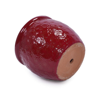 Set of 3 Ceramic Flowerpots - Red