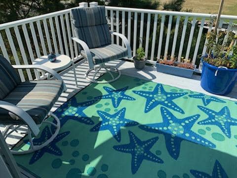 Starfish Blue &amp; Green Reversible Outdoor Mat