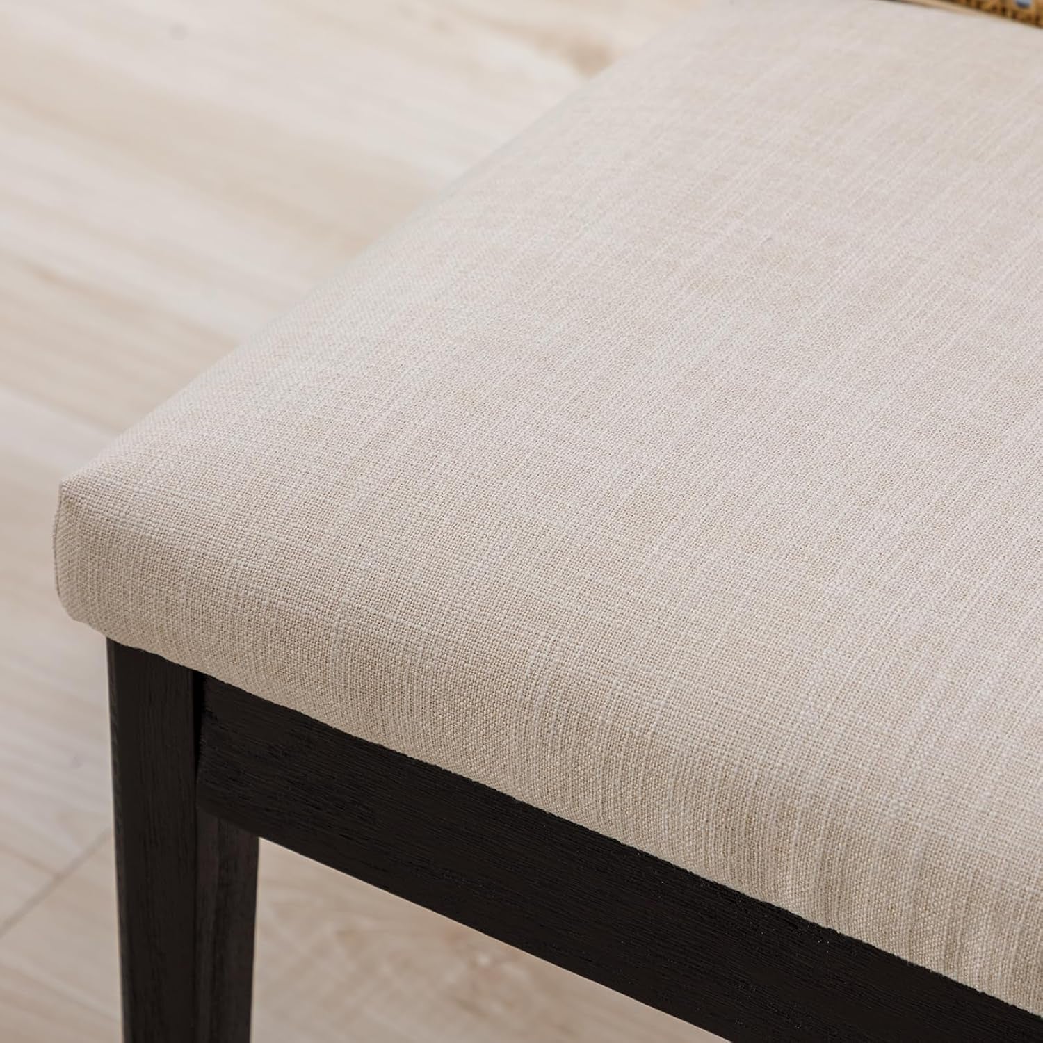 Black/Cream/Rattan Dining Chairs - Set of 6
