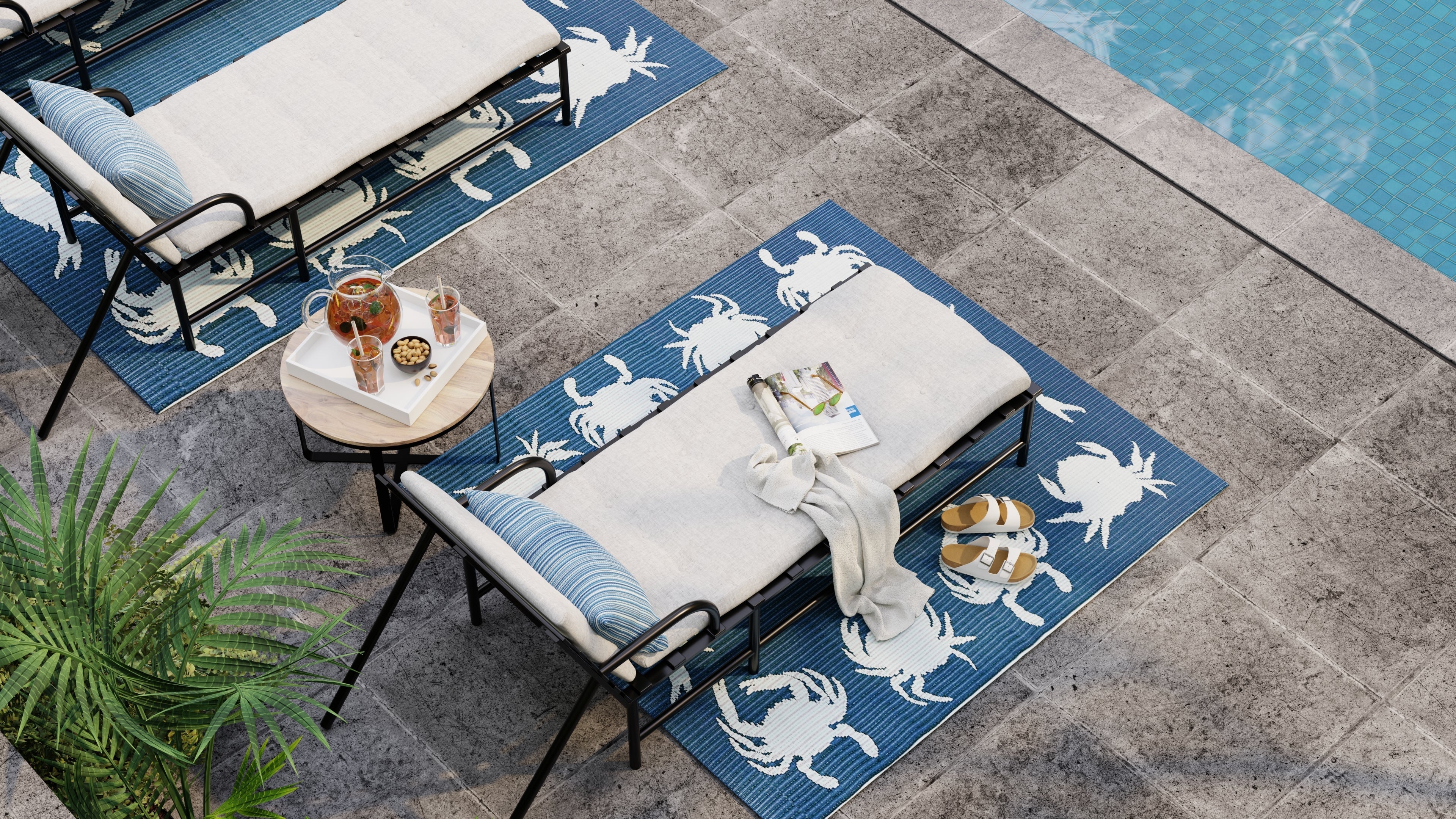 Crab Blue &amp; Teal Outdoor Mat