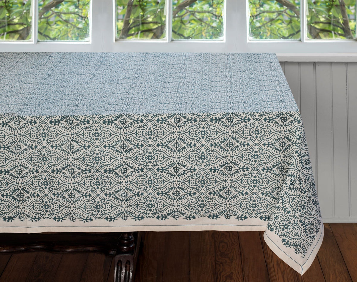 Hand Block Printed Cotton Tablecloths - Multiple Colors