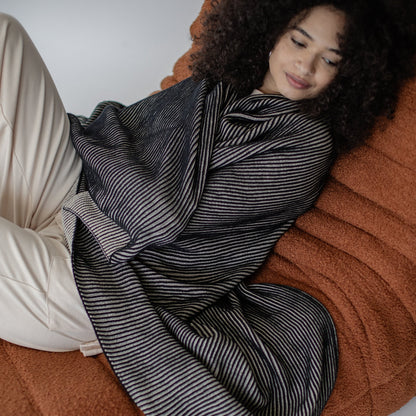 Ribbed Organic Cotton Knit Throw Blanket