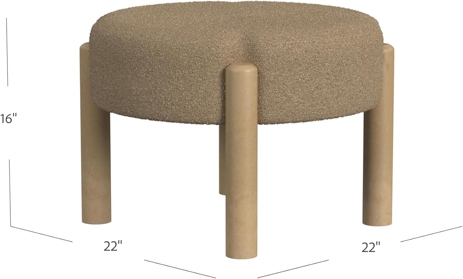 Luna Modern Round Ottoman in Brown Boucle