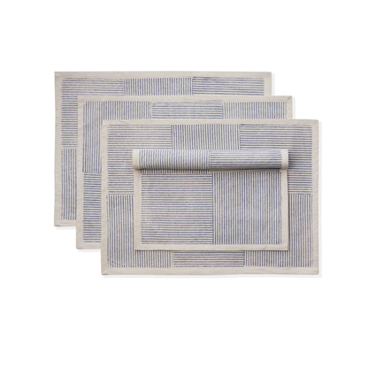 Hand Block Printed Kora Cotton Placemats - Set of 4