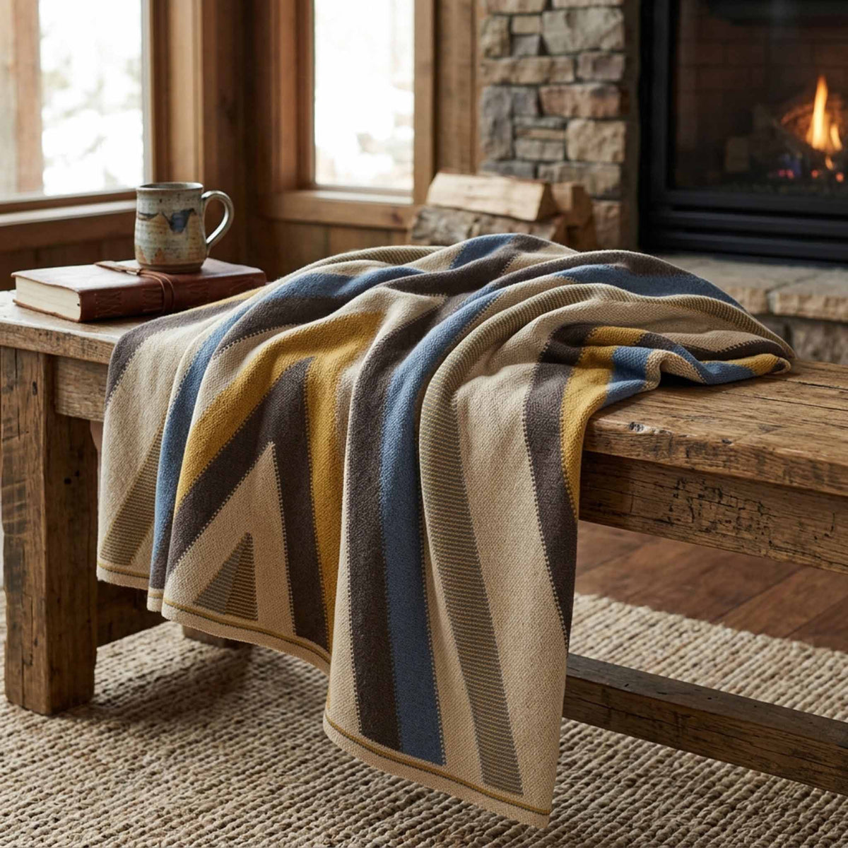 Crosswinds - Cotton Sustainable Knit Geometric Throw Blanket