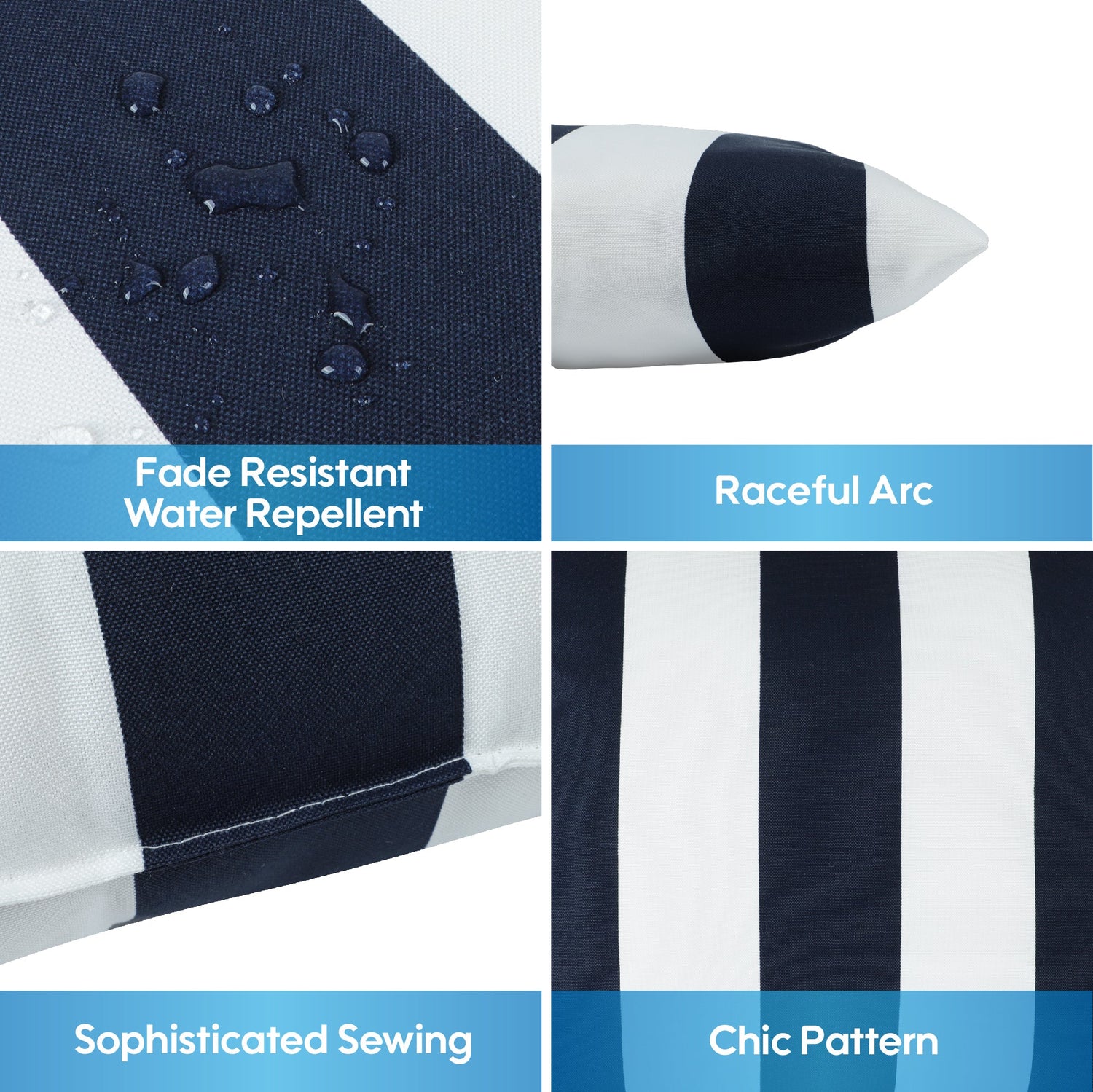 2 Pack Outdoor Throw Pillows - Navy Stripe