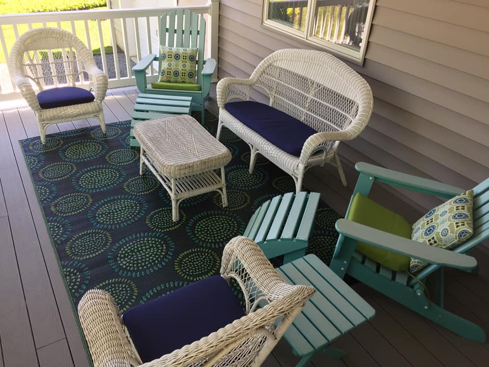 Molly Navy &amp; Aqua Outdoor Mat