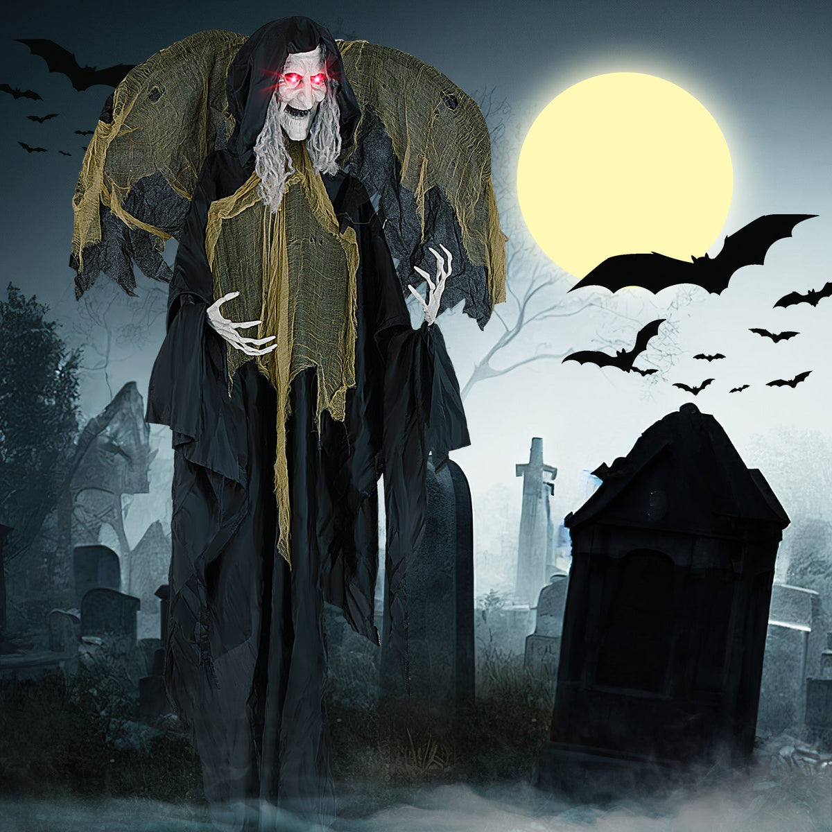 8.2 ft Animatronic Witch with Lighted Eyes